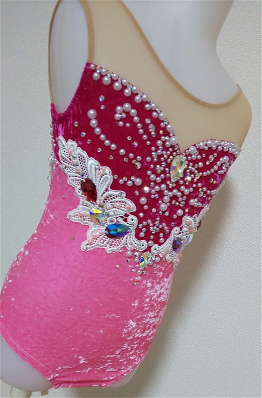 Pink Metallic Leotard Spandex Shiny Lycra High Leg Cut