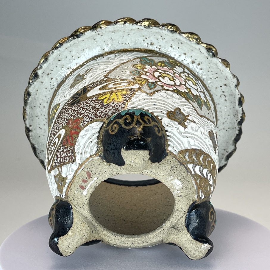 布施鉢の金彩錦鉢 蘭鉢 布施覚作 初期作品 布施鉢 錦鉢 金彩縄縁 秋の