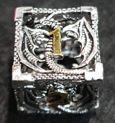 サイコロ・ダイス メタルダイスセット シルバードラゴンAタイプ 金文字