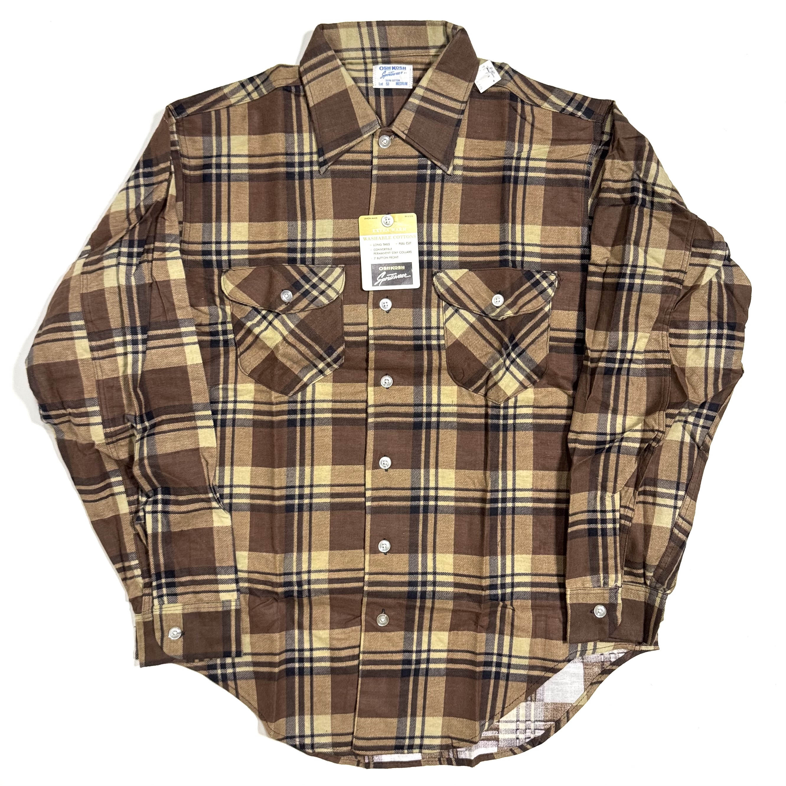 60s~ OSH KOSH DEAD STOCK PRINTNEL SHIRT. | 古着屋【True