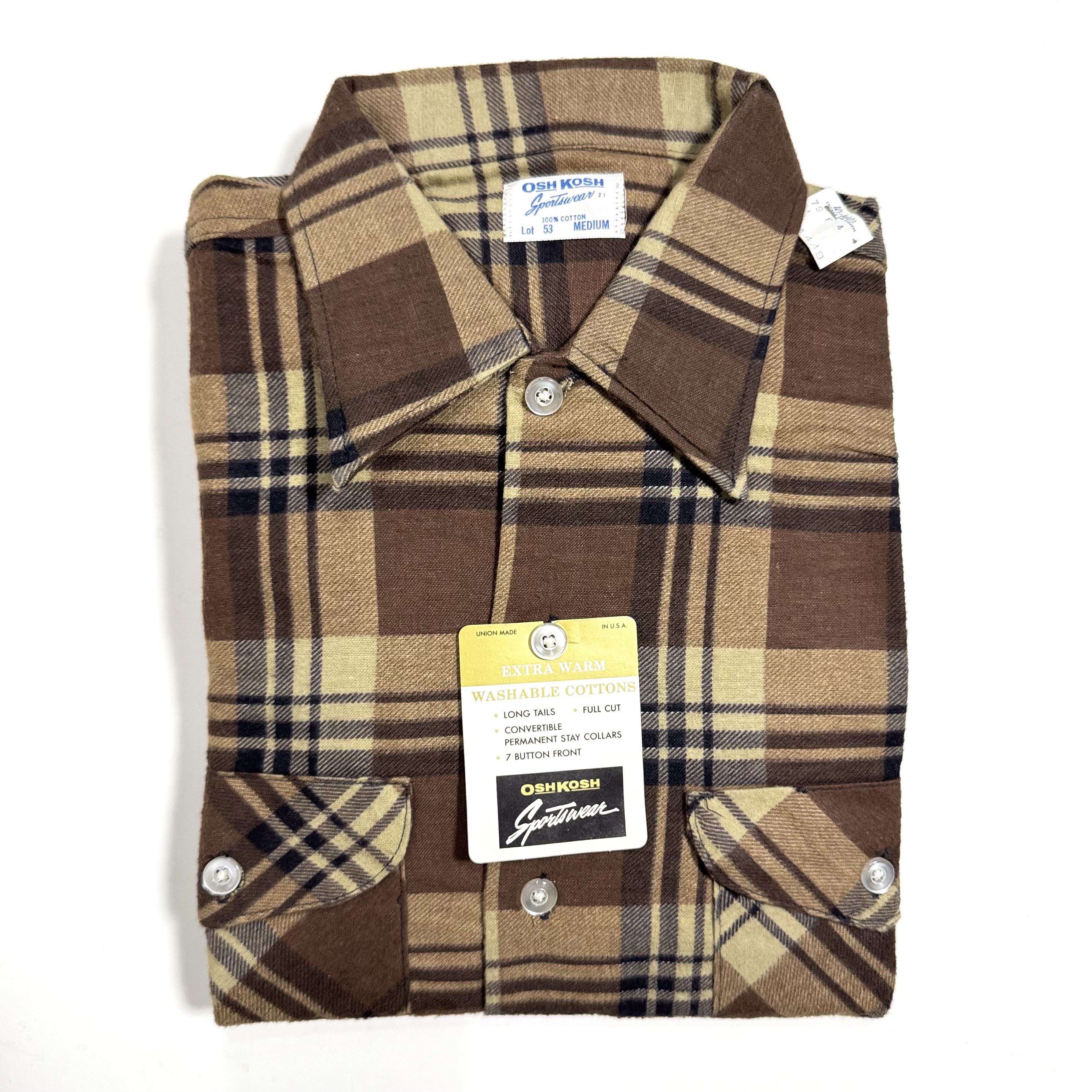 60s~ OSH KOSH DEAD STOCK PRINTNEL SHIRT. | 古着屋【True vintage