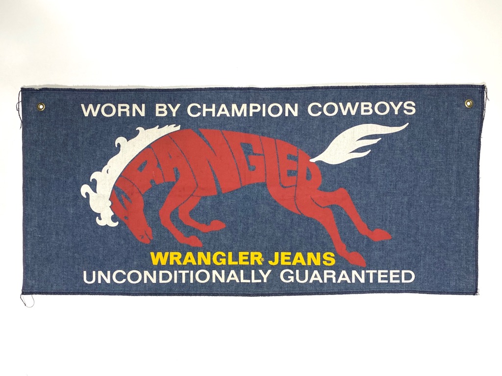 70s~ WRANGLER NON WASH DENIM BANNER. | 古着屋【True vintage