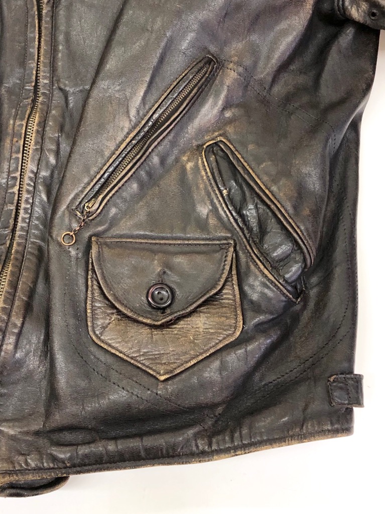 30s MONTGOMERY WARD ADMIRAL BYRD LEATHER SPORTS JACKET. | 古着屋