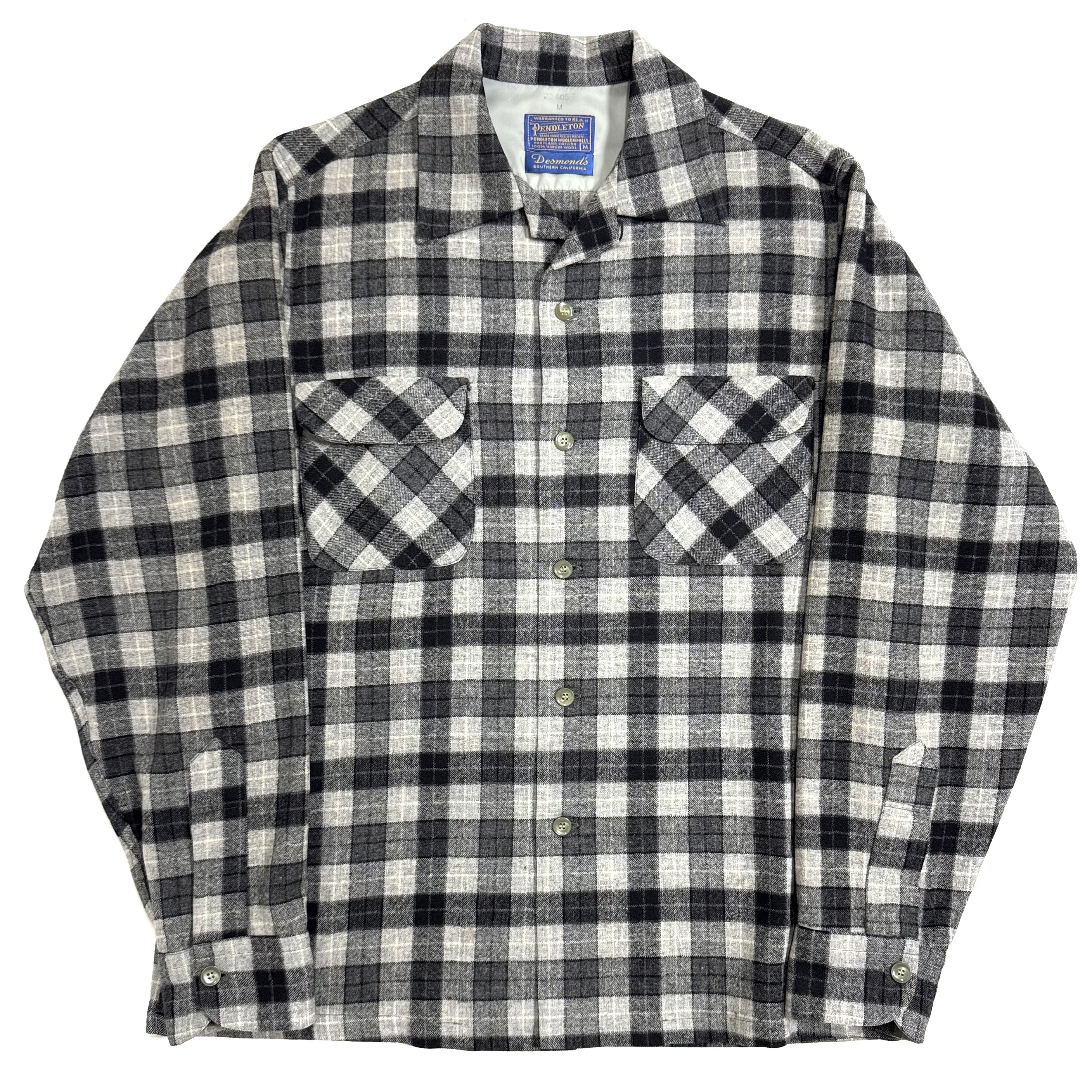 ペンドルトン オンブレ シャドウ ボードシャツ 黒灰系 ウール サイズM