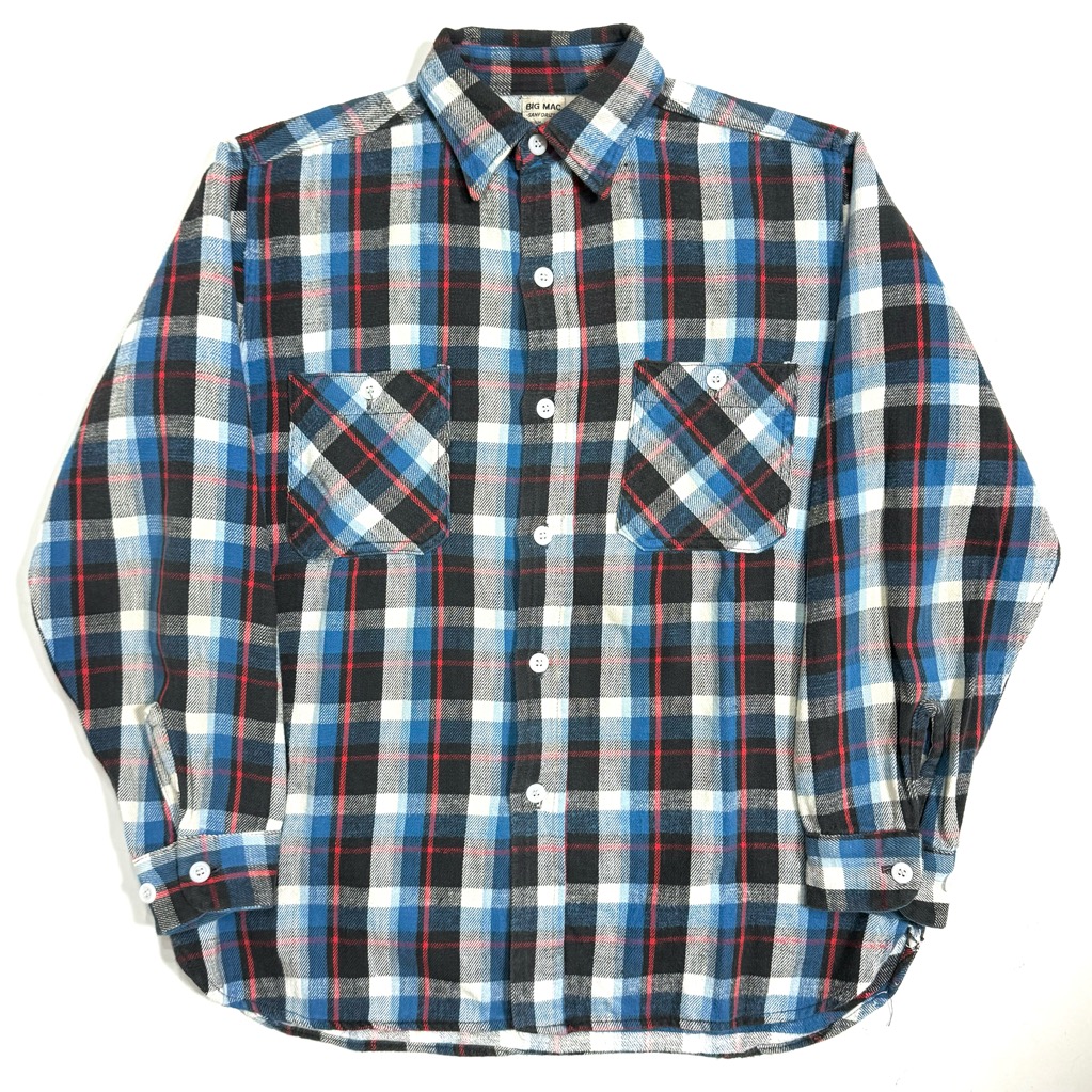 好配色 70s BIG MAC ヘビーネルシャツ M ブルー ビンテージ