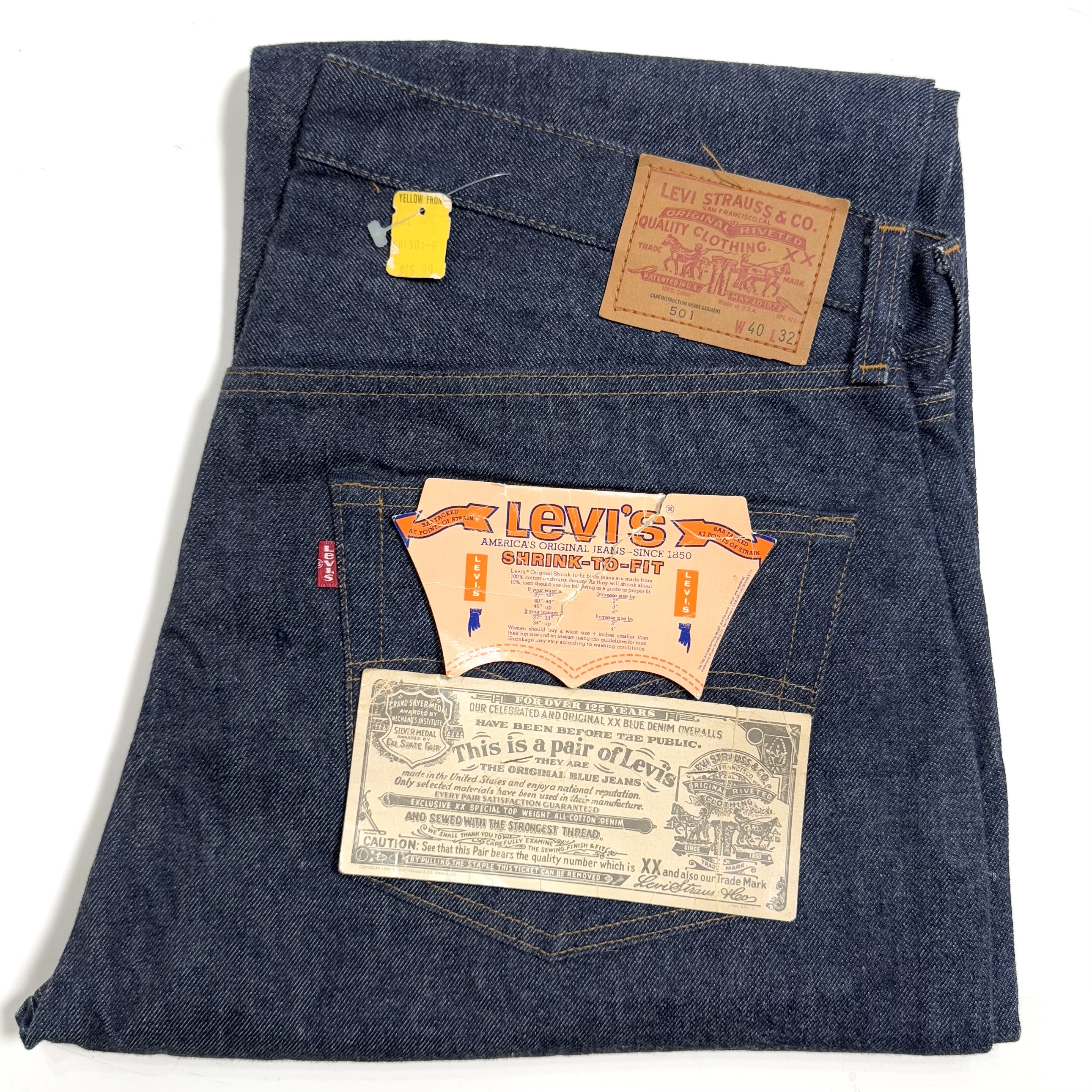 80s Levi's DEAD STOCK 501e RED LINE DENIM PANTS 