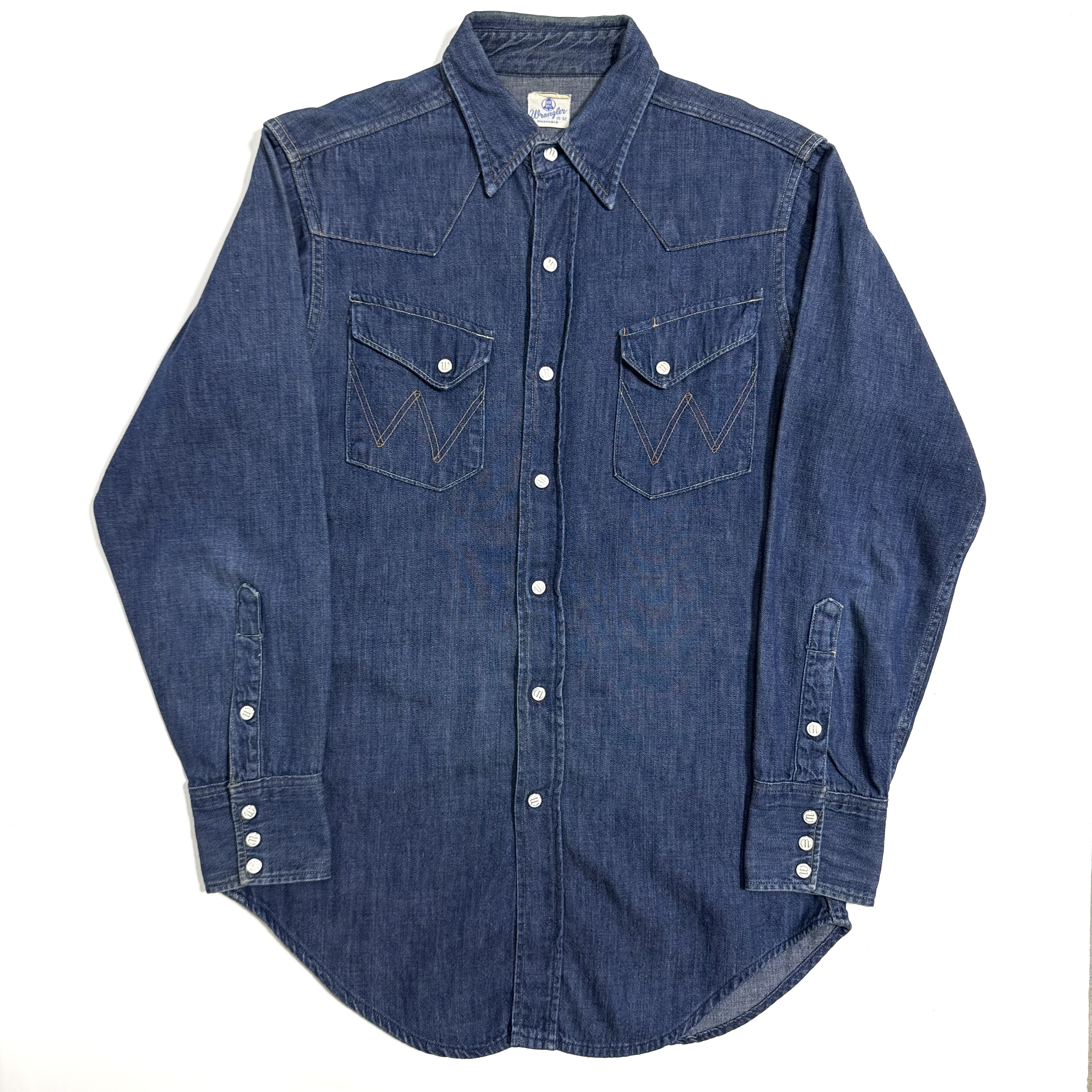 60's WRANGLER 27MW ヴィンテージ デニムシャツ　極上　美品 VINTAGE】60s Wrangler 27MW Western Shirt 