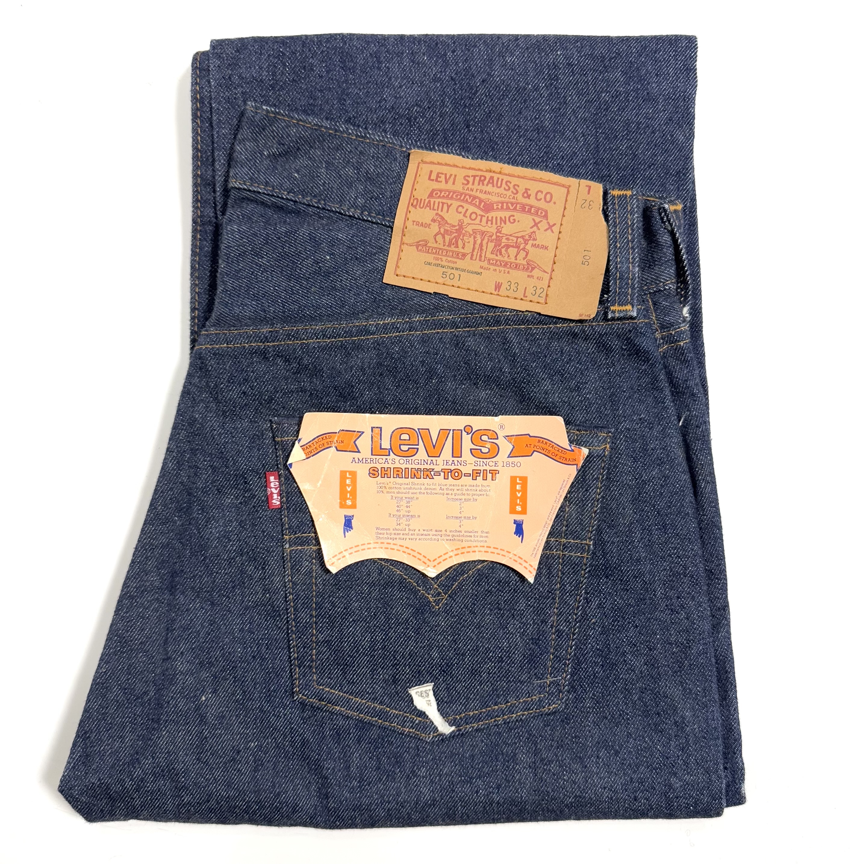 80s Levi's DEAD STOCK 501e RED LINE DENIM PANTS 