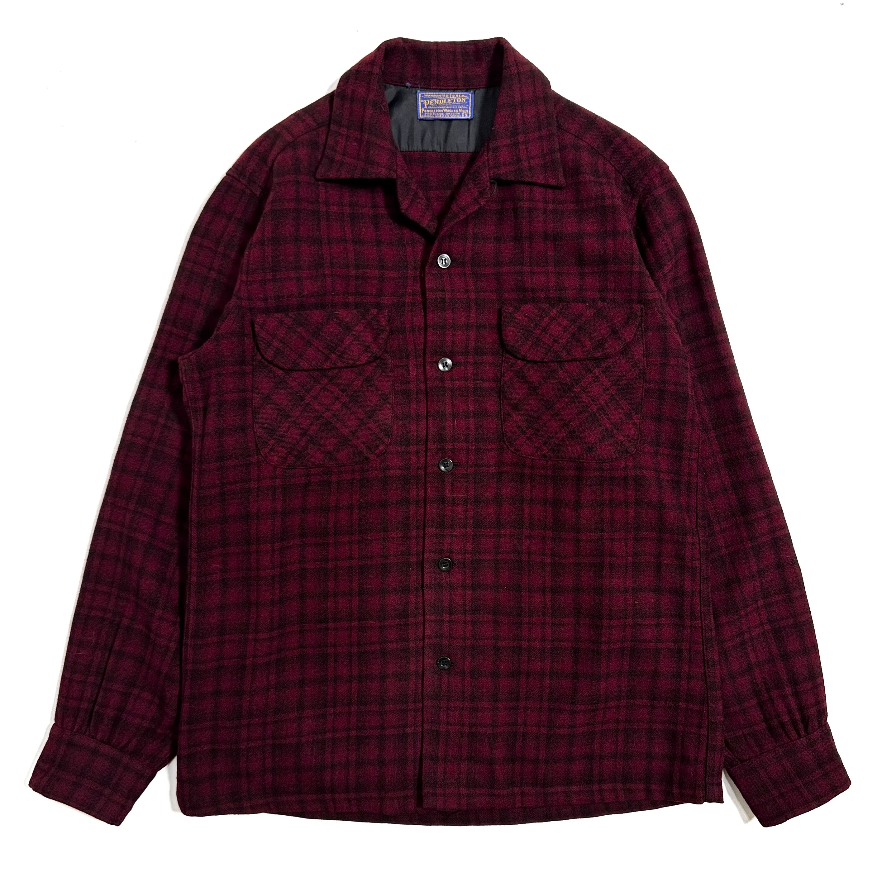 60s PENDLETON SHADOW PLAID WOOL SHIRT. | 古着屋【True vintage