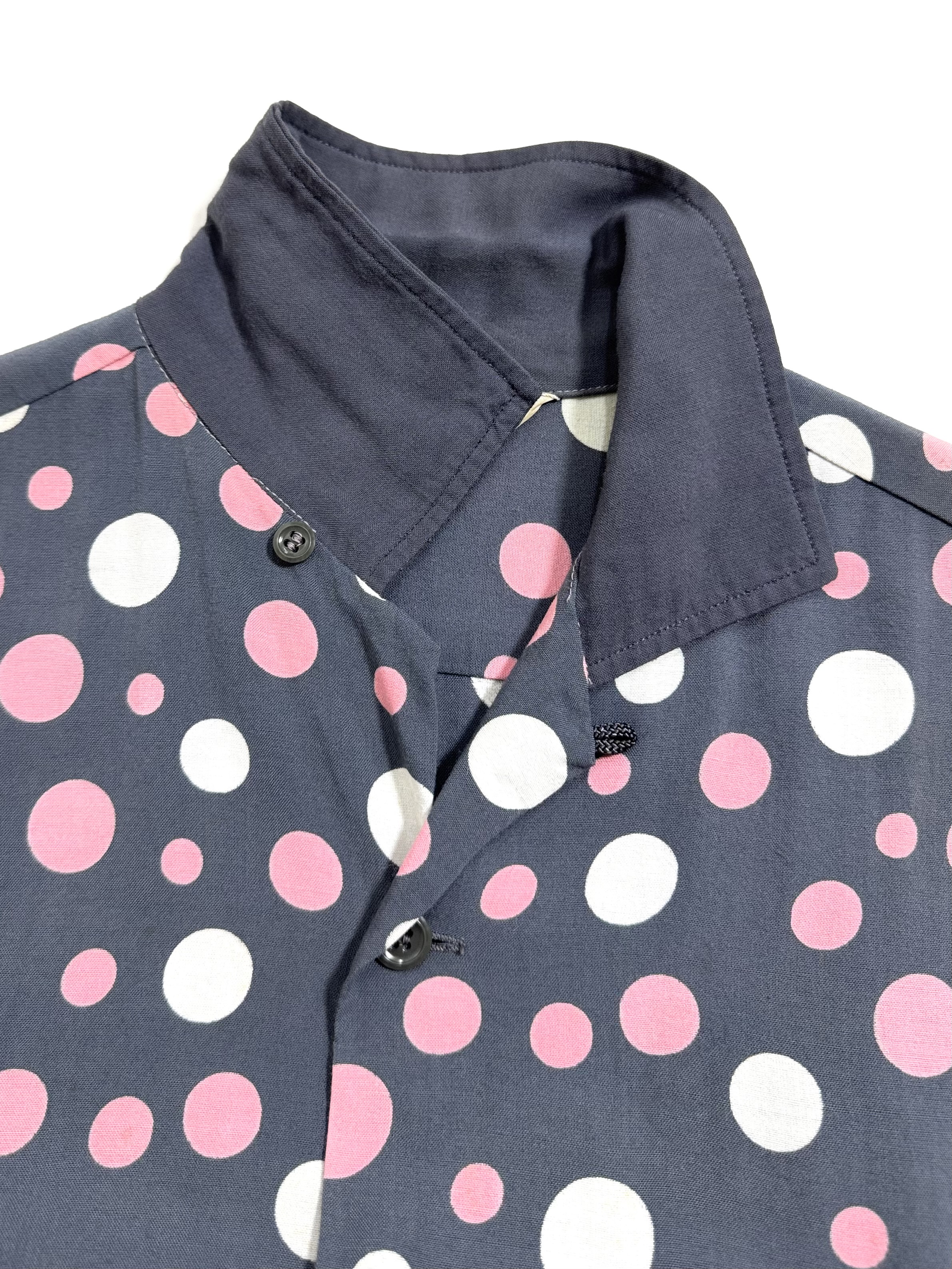 50s ビンテージ PILGRIM グレー ピンク ランダムドットレーヨンシャツ