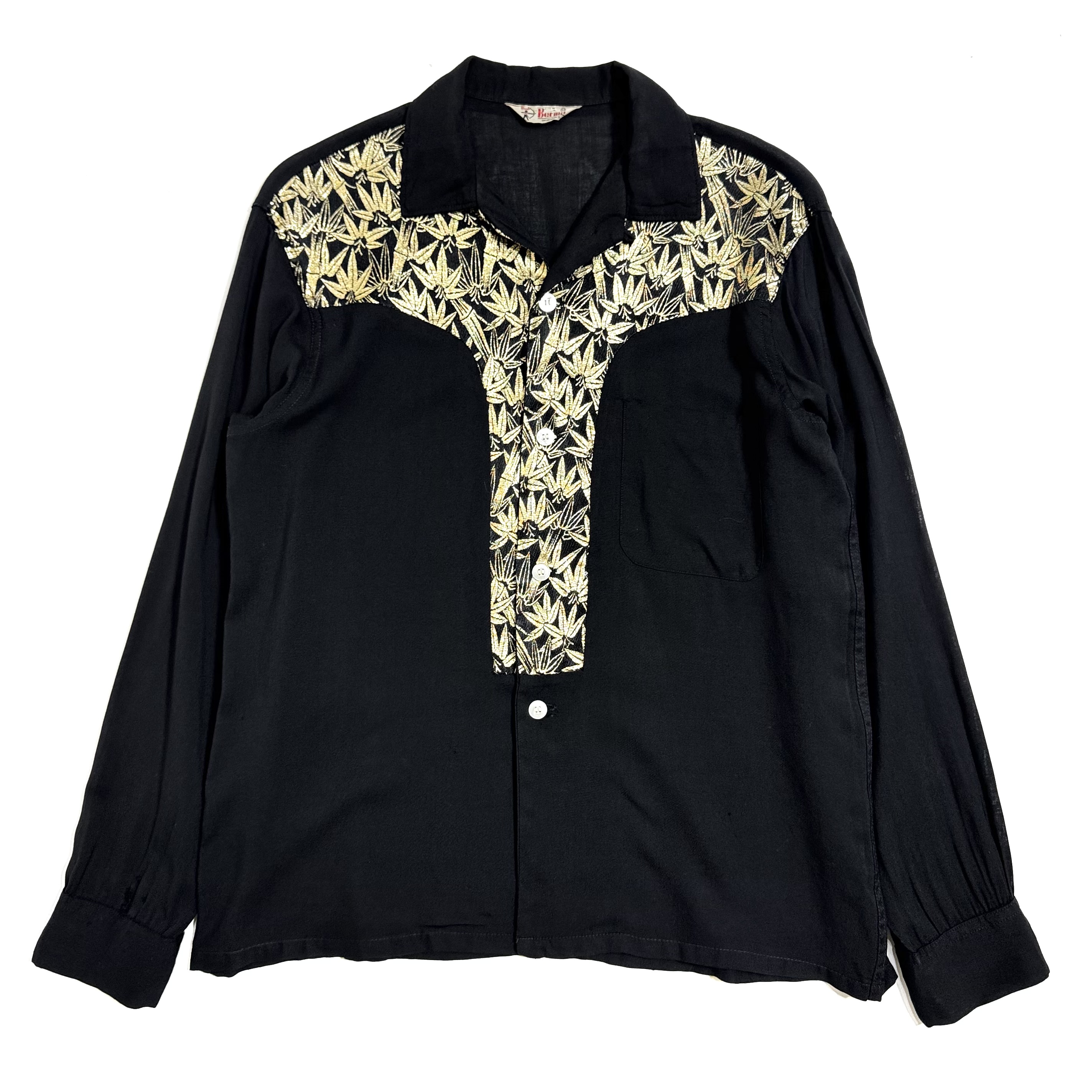 50s 60s vintage Bud berma 開襟シャツ　黒レーヨン 60s BUD BERMA 