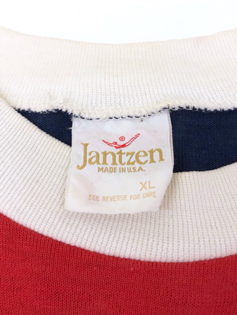 70s Jantzen ヴィンテージ ボーダーTシャツ 70s USA製 Jantzen ジャガード ランダムボーダー Tシャツ M