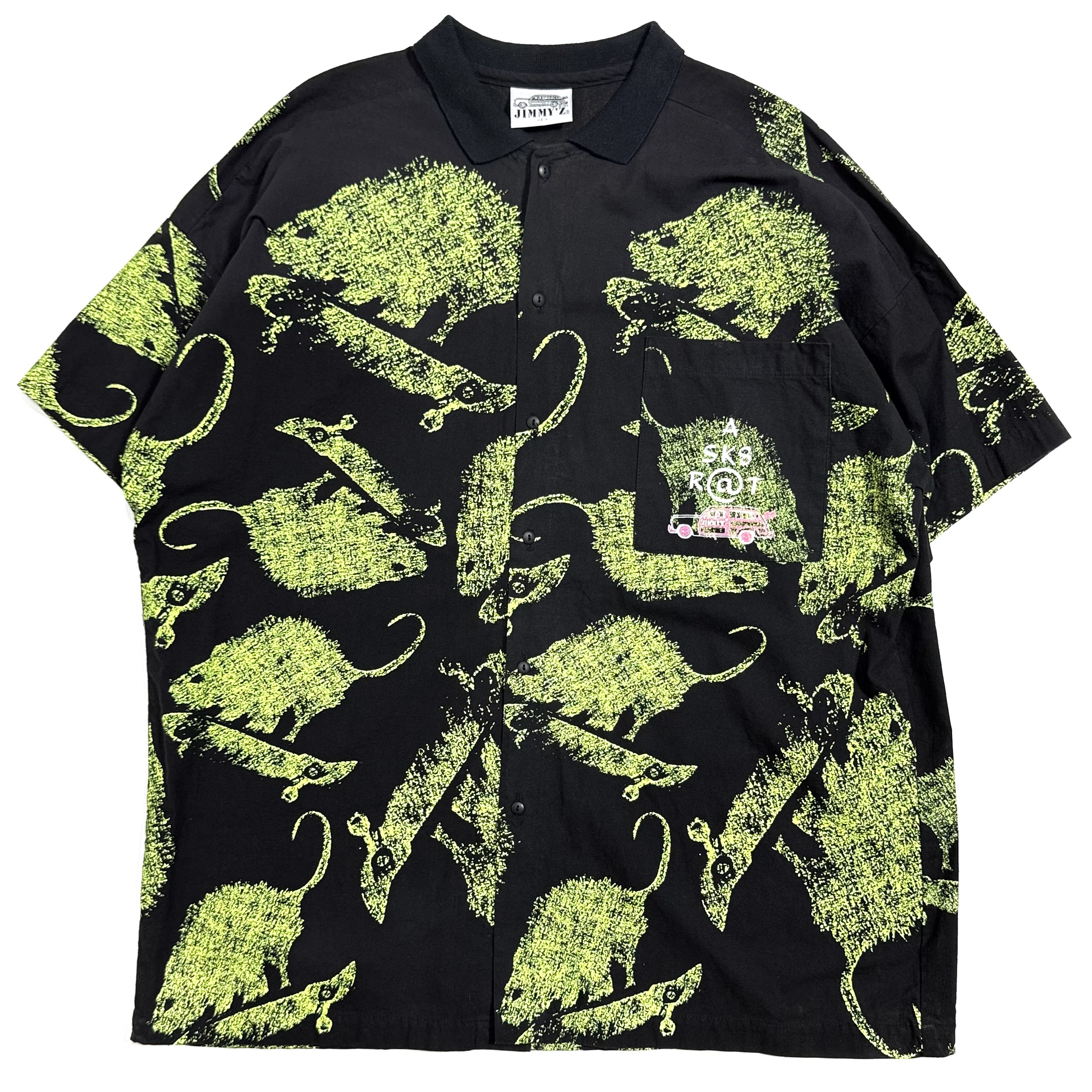 80s JIMMY'Z SK8 RAT PRINT SHIRT. | 古着屋【True vintage