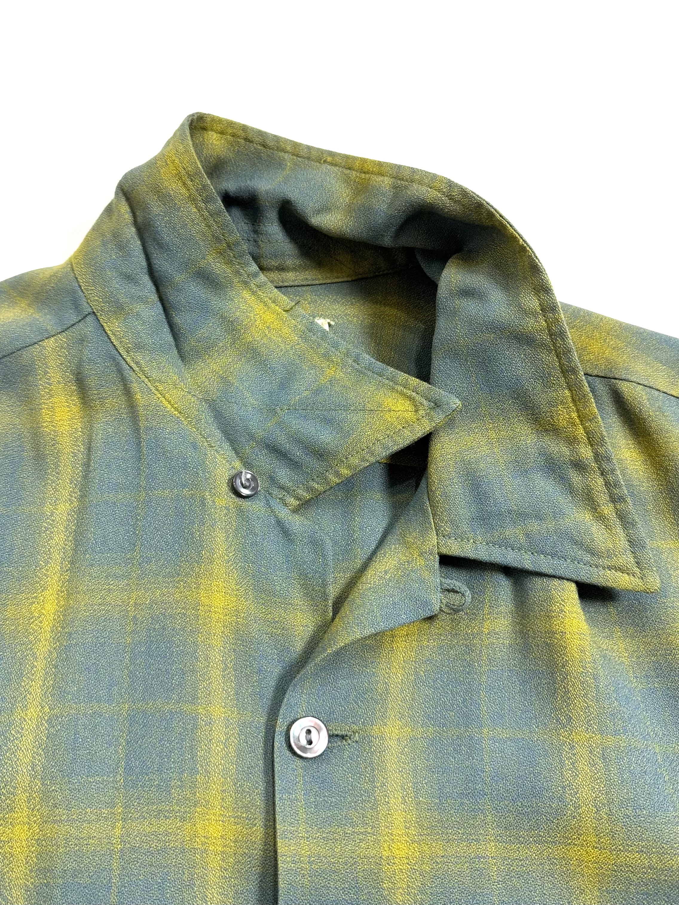 60s DUKE OF HOLLYWOOD SHADOW PLAID RAYON SHIRT. | 古着屋【True 