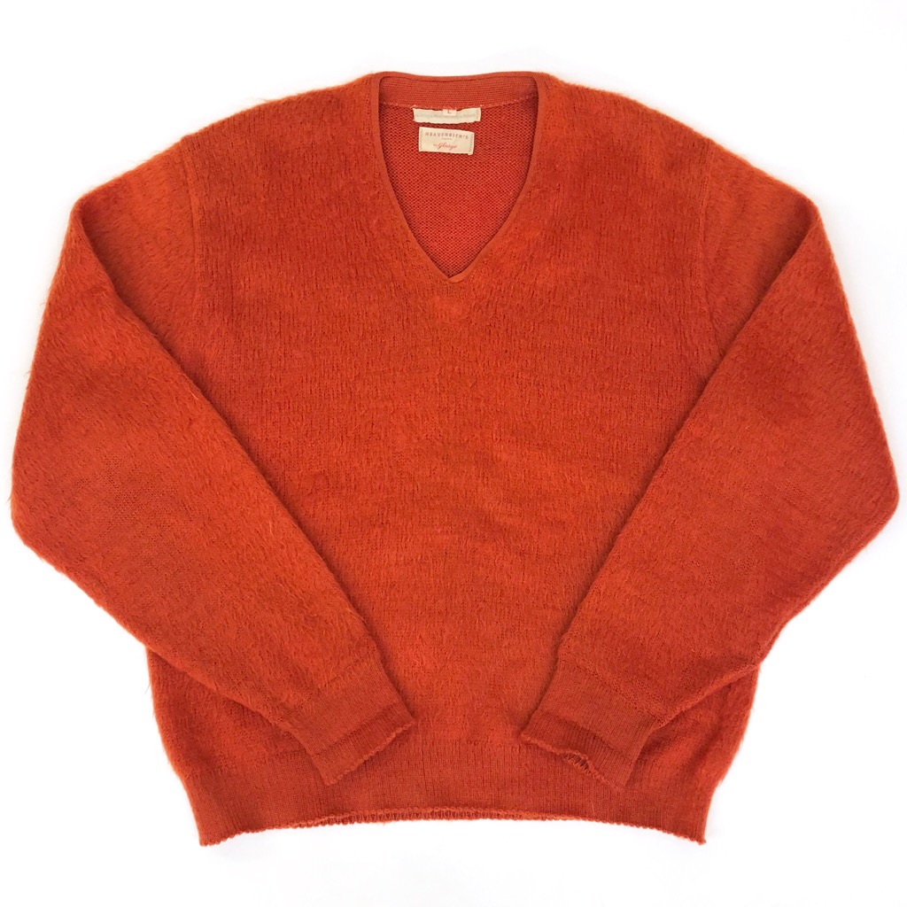 heavenrich/セーター(厚手)/60s/モヘア/YLW/無地/vネック ロッキーモンロー Rocky Monroe ニット セーター 無地 長袖 メンズ