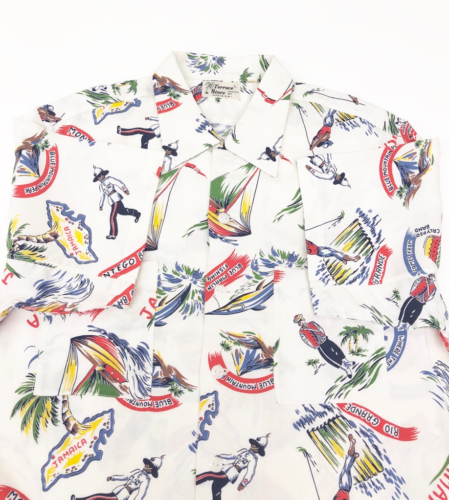 50s TerraceStore JAMAICA B.W.I レーヨンシャツ Jamaica bay 1950s hi