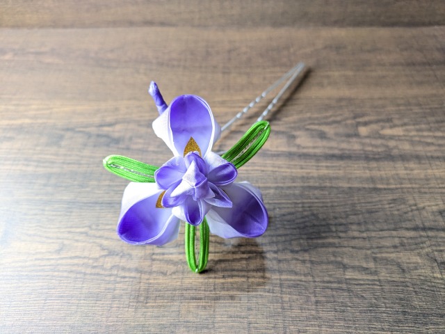 京舞妓花かんざし 菖蒲 小かん 芸妓 簪 つまみ細工 | 時代衣裳と