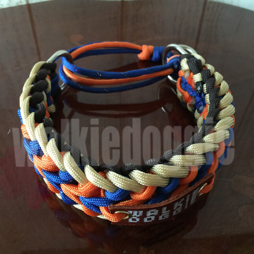 パラコードシンプルな幅広V字シェブロン首輪#179 小型犬〜超大型犬向き