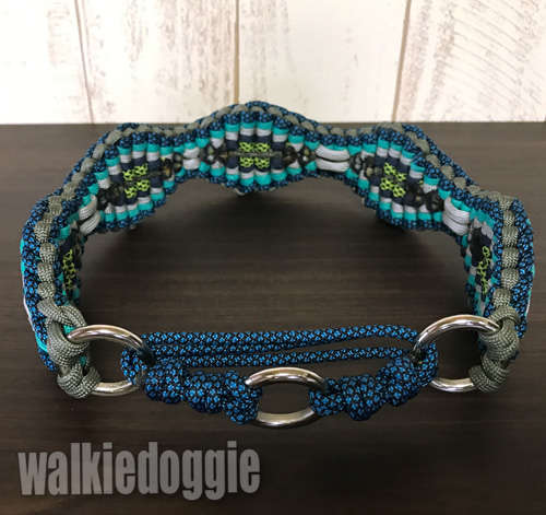 パラコード幅広ダイヤ首輪#454 ハーフチョーク 大型犬・超大型犬向き