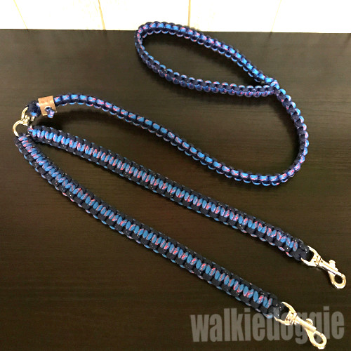 パラコード手編みフラワー首輪#503×2＋特殊平編みリード#468・3点