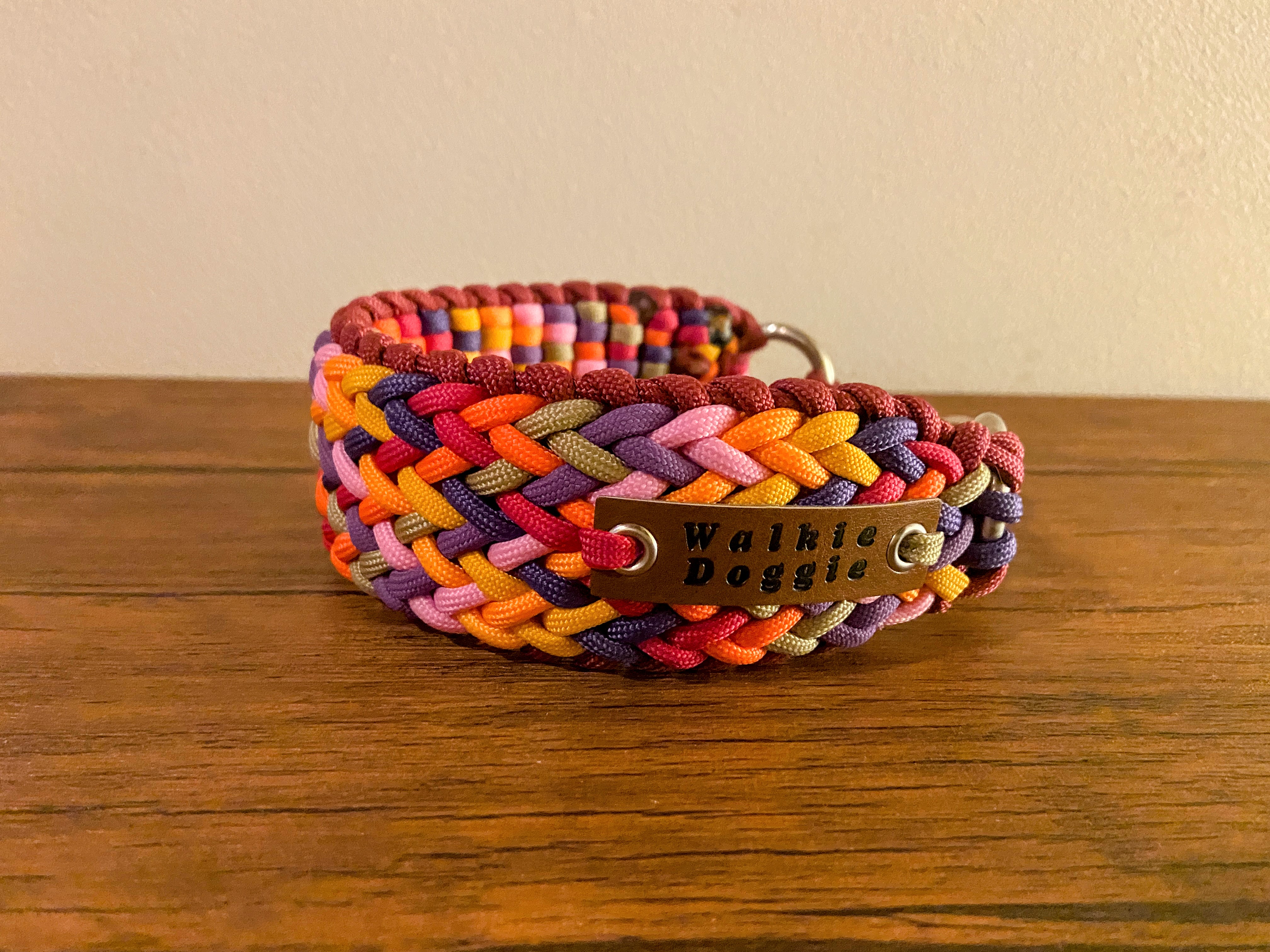 完成品・即発送可】パラコード幅広モザイク調ハーフチョーク首輪#451