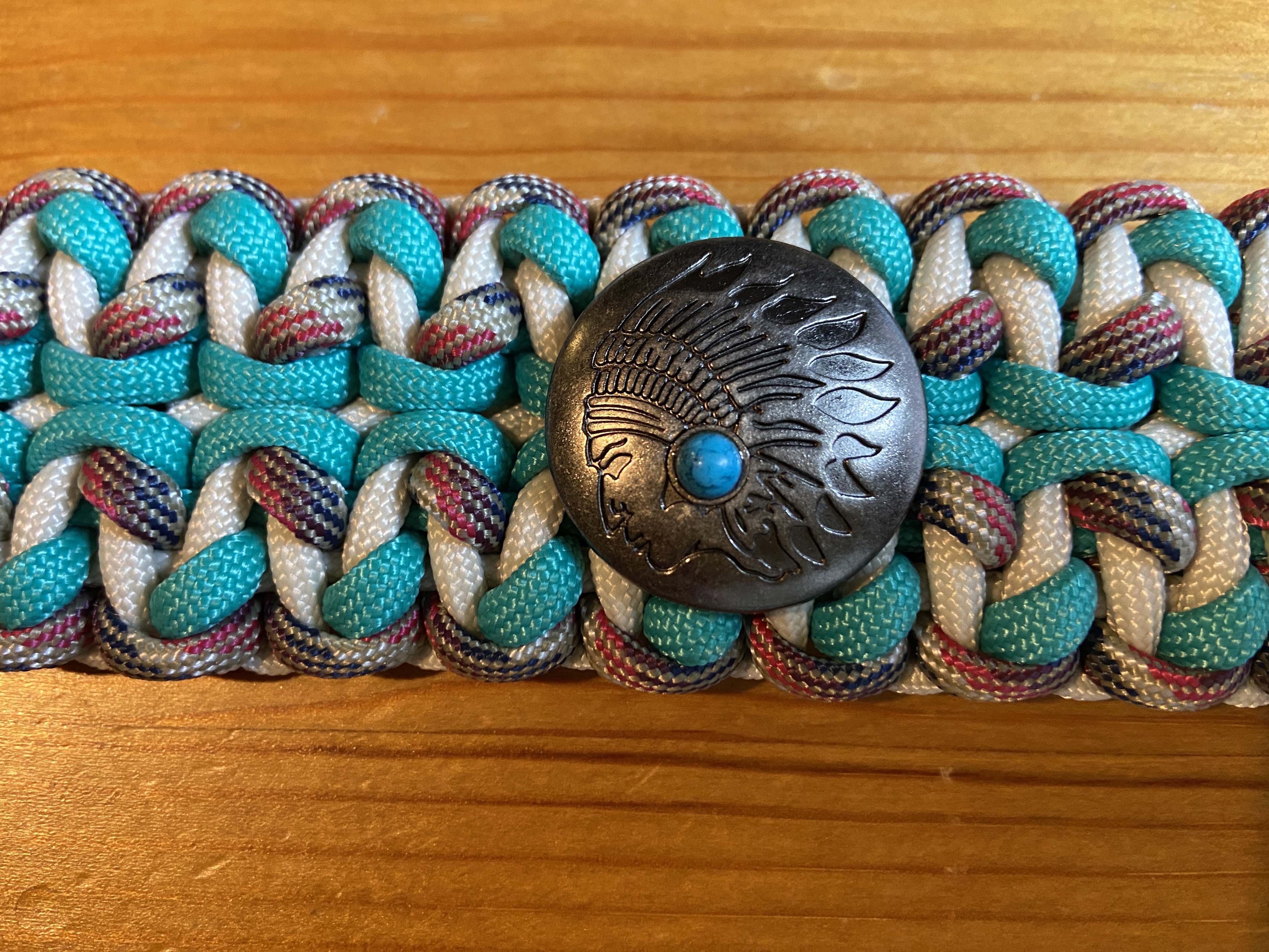 パラコード 首輪 幅広 太め ハーフチョーク ゴールドフラワー 中型犬