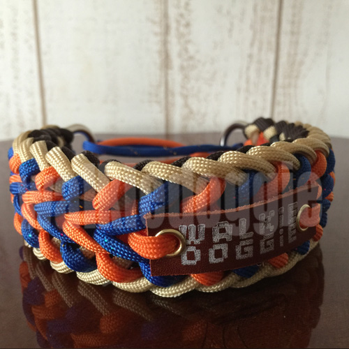 パラコードシンプルな幅広V字シェブロン首輪#179 小型犬〜超大型犬向き