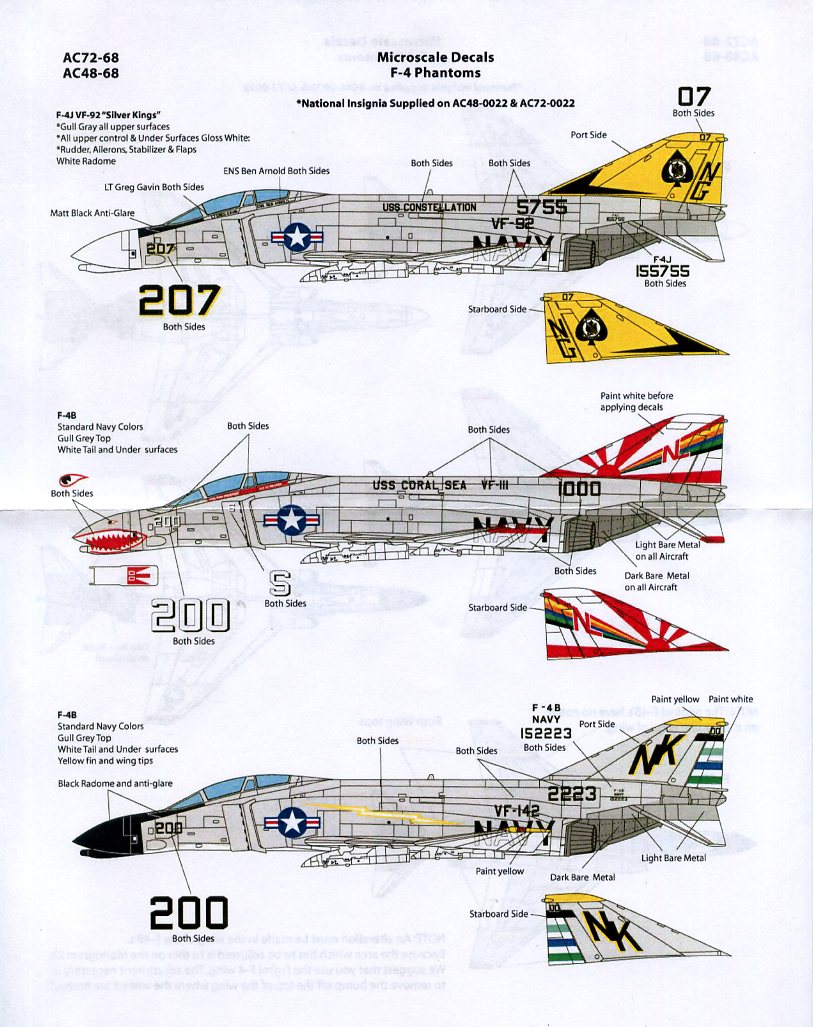 マイクロスケール AC480068 1/48 F-4B/F-4JファントムⅡ