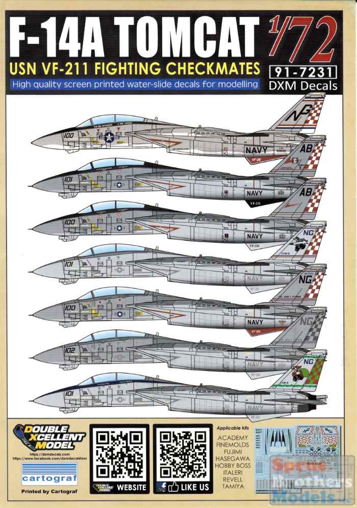 DXM 91-7231 1/72 USN F-14Aトムキャット VF-211 ”チェックメイツ 