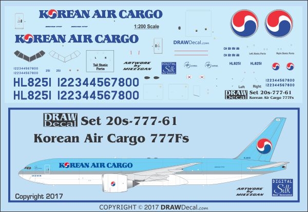 DRAW 20-777-61 1/200 大韓航空カーゴ ボーイング777Fs＜ご予約