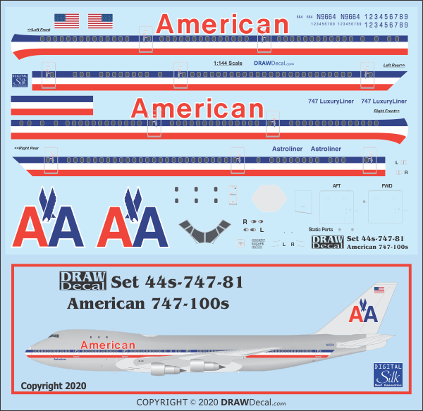 【お値下げ！】アメリカン航空 ボーイング747-100 お取り寄せ商品】1/200 747-100(SF) アメリカン航空 N9