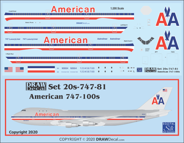 DRAW 20-747-81 1/200 アメリカンエアライン747-100s＜ご予約