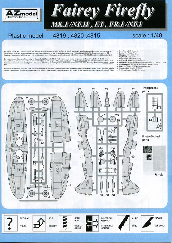 AZモデル 4819 1/48 フェアリー ファイアフライ Ｍｋ．Ⅰ初期型/ＮＦ．2 イギリス海軍戦闘機 | ホビーショップ ウイングレット