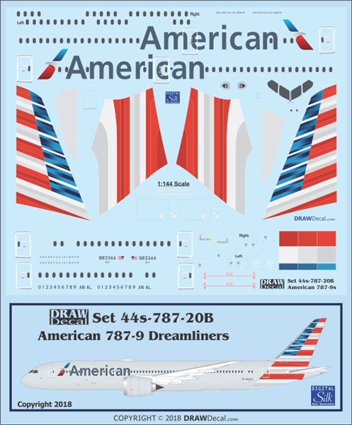 DRAW 44-787-20B 1/144 ボーイング787-9 ドリームライナー アメリカン
