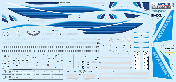 ライアンエア Airlinertags B737-800 コンビ色 SKYLINE DECALS SKY144-67 1/144 ボーイング737-800 Ryanair