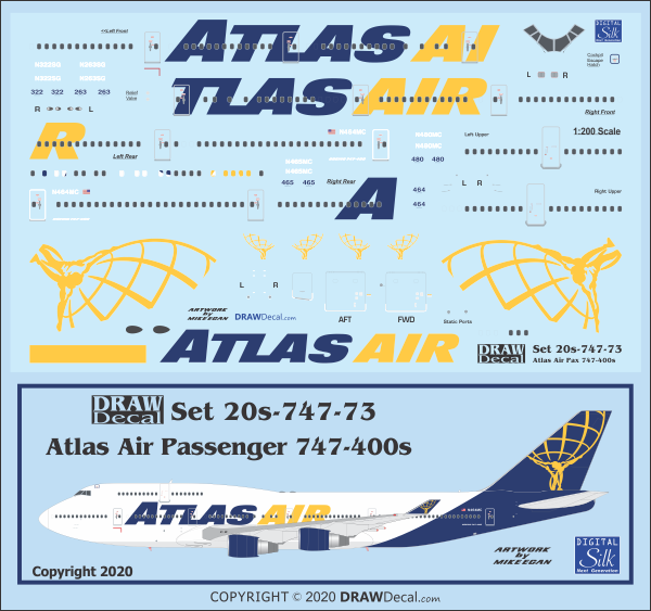 DRAW 20-747-73 1/200 アトラスエアー ボーイング747-400s＜ご予約