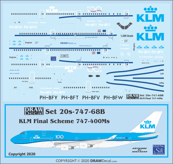 DRAW 20-747-68B 1/200 KLM Final Scheme ボーイング747