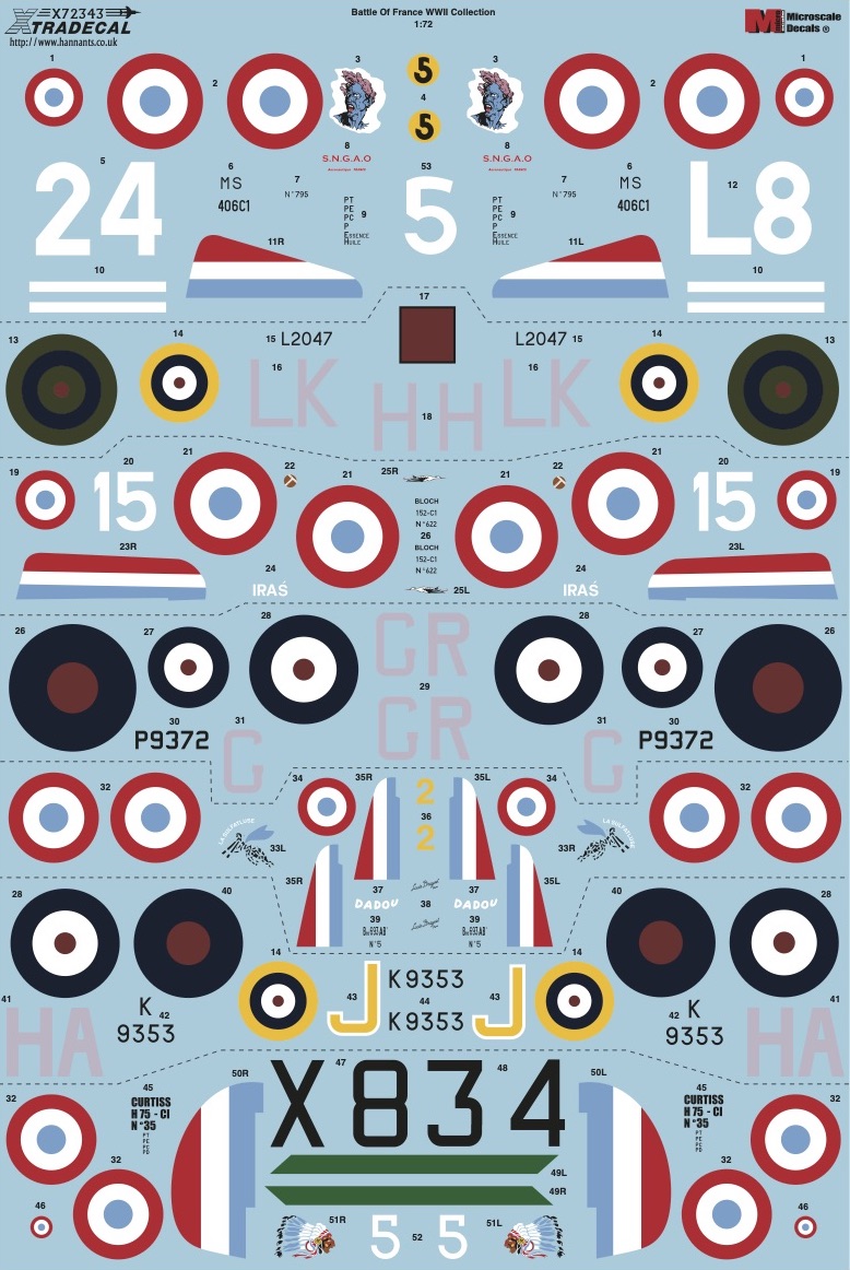 エクストラデカール X72343 1/72 バトル オブ フランス戦闘機