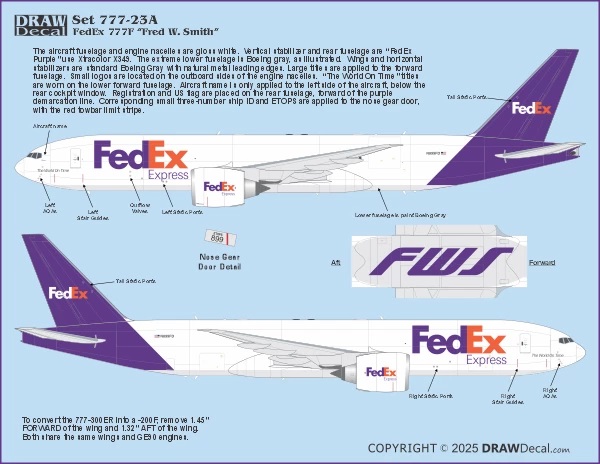 DRAW 20-777-23A 1/200 ﾌｪﾃﾞｯｸｽ 777F N899FD Fred W. Smith “FWS” ＜ご