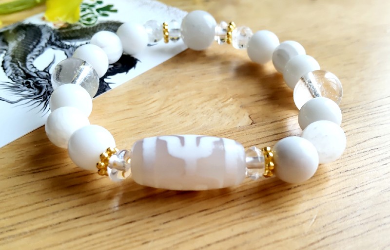 白財神・大人天珠（チベット天珠）☆守護ブレス〗 | 天然石と魔法雑貨