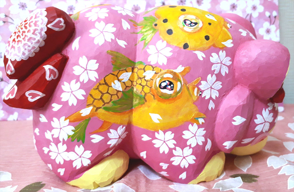 見本】恋くま 桜あん 二作目（米ヒバの木） | 木彫工房もくもっこり