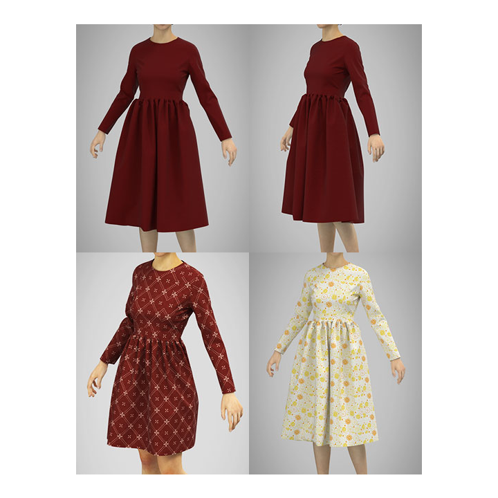 ウエストベルトのあるワンピースの型紙 婦人S/M/L/2Lサイズ入り