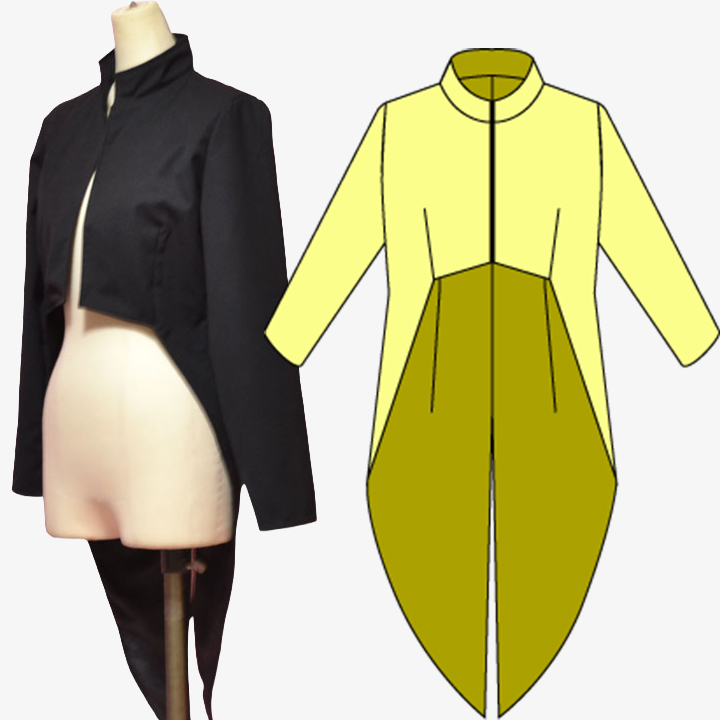 ハイネック燕尾ジャケットの型紙 婦人S/M/L/2Lサイズ入り