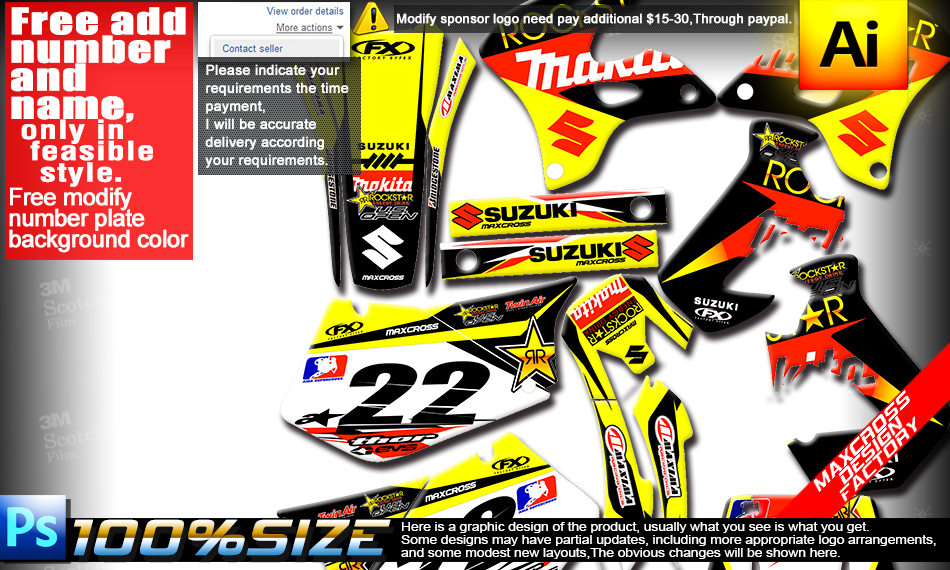 SUZUKI RMX250S 1996-2001 ROCKSTAR MAKITA , 02 グラフィック