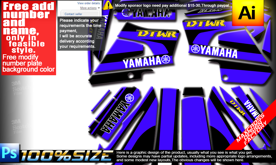 YAMAHA DT200WR, 01 グラフィック,ステッカー,デカール MAXCROSS max 